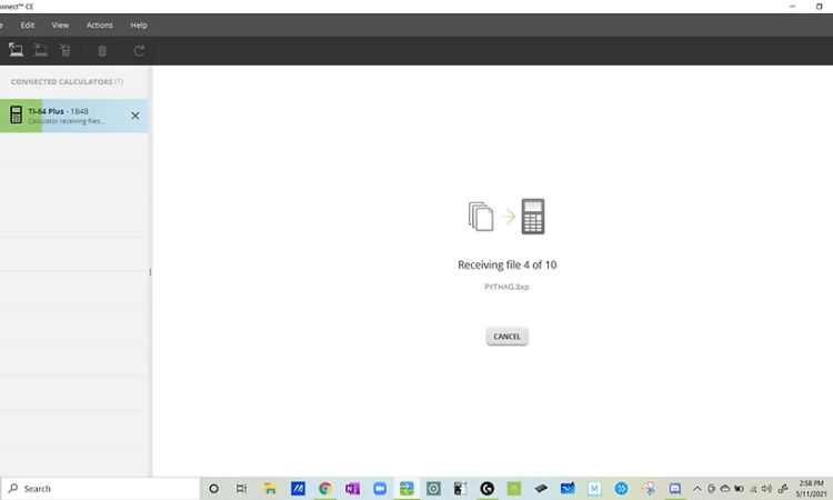 Finally, hit the Send button and wait as the programs get loaded onto your calculator - if done correctly, you'll see something similar to this